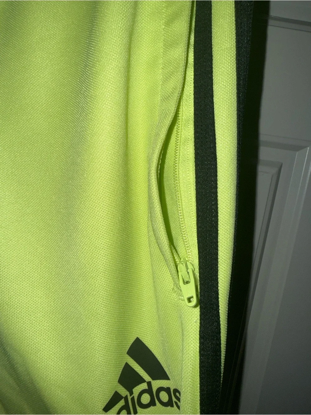 adidas Men’s Neon Green Track Joggers with Black Stripes